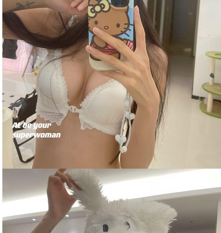 Product Introduction of Thickened Overall 3.5cm Large Front Button Underwear Small Breast Size Exaggerating Bra Push up Non-Running Cup Anti-Sagging Backless Bra 18
