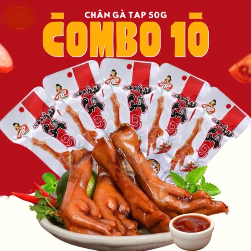   kèm muối chấm  Combo 10 gói chân gà TAP Food siêu to 50g chân gà cay T.A.P Food. Ăn vặt Food 