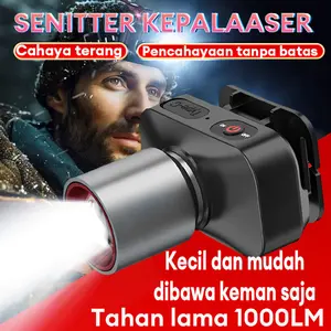 【Beli 1 gratis 1】Barang spot Senter Kepala SUPER TERANG Headlamp 1000 Lumen Lampu Zoom CAHAYA MAKSIMAL PLUS ZOOM - HEADLAMP LED - CAHAYA PUTIH DAN KUNING - RECHARGE DENGAN USB-C