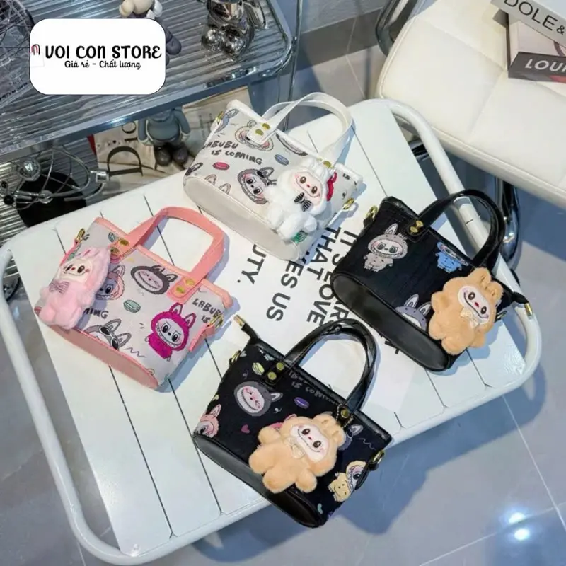 Túi xách nữ, túi đeo chéo size 18cm dáng làn in hình LABUBU xinh xắn V74 5