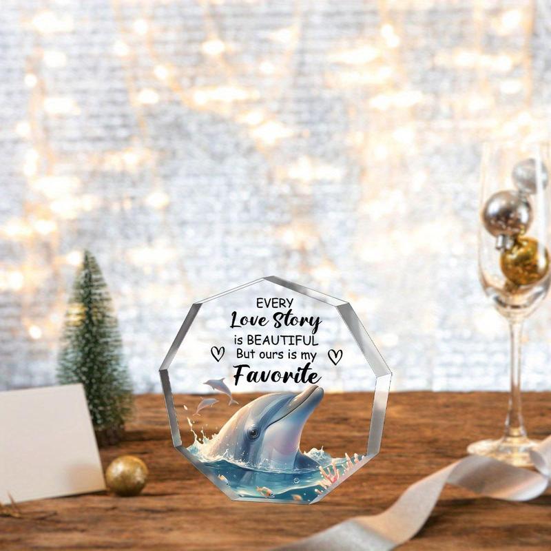 Dolphin Pattern Acrylic Plaque, 1 Count Creative Modern Desktop Ornament, Decorative Ornament for Home Office Desk, Gift for Friends and Besties 3