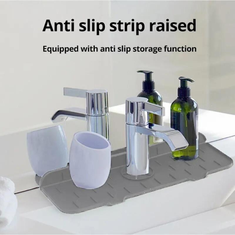 1pcs Kitchen Faucet Absorbent Mat Sink Splash Guard Silicone Drainage Drying Pad Countertop Protection Essentials Tools Accessories 2
