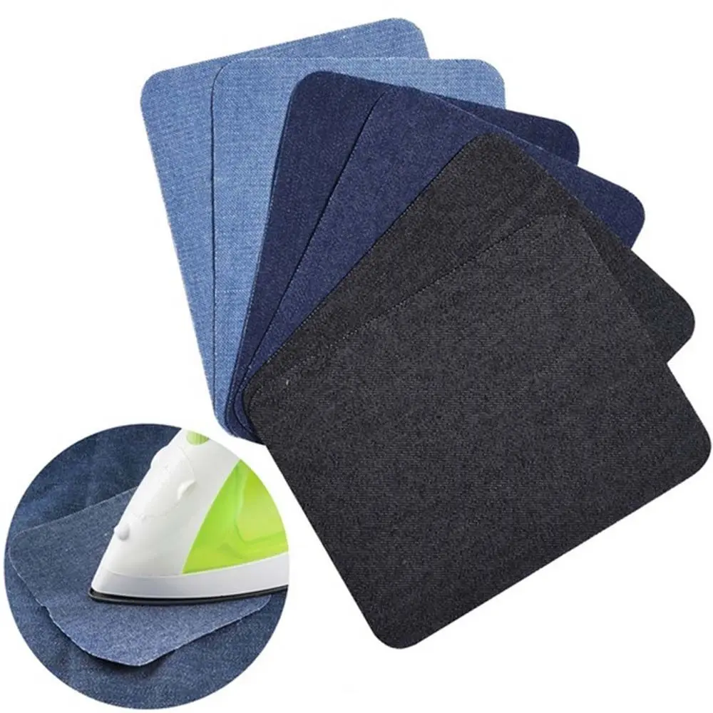 Tampalan kain siku untuk Jeans, 4 / 12 helai, tampalan besi untuk pakaian, DIY, pembaikan seluar, appliqués lutut
