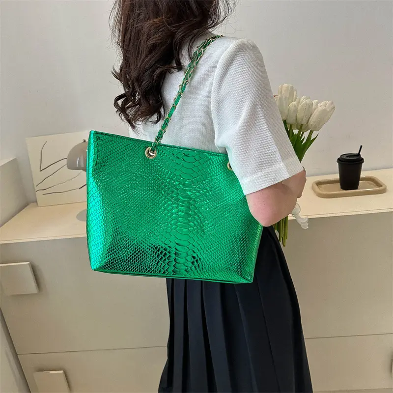 Túi Tote Họa Tiết Cá Sấu, Thời Trang, Dễ Phối Đồ, Dung Lượng Lớn, Thích Hợp Cho Nhiều Cảnh, Túi Đeo Vai Nữ, Xu Hướng Mới, Chất Liệu PU, Túi Lớn, Túi Xách Thời Trang