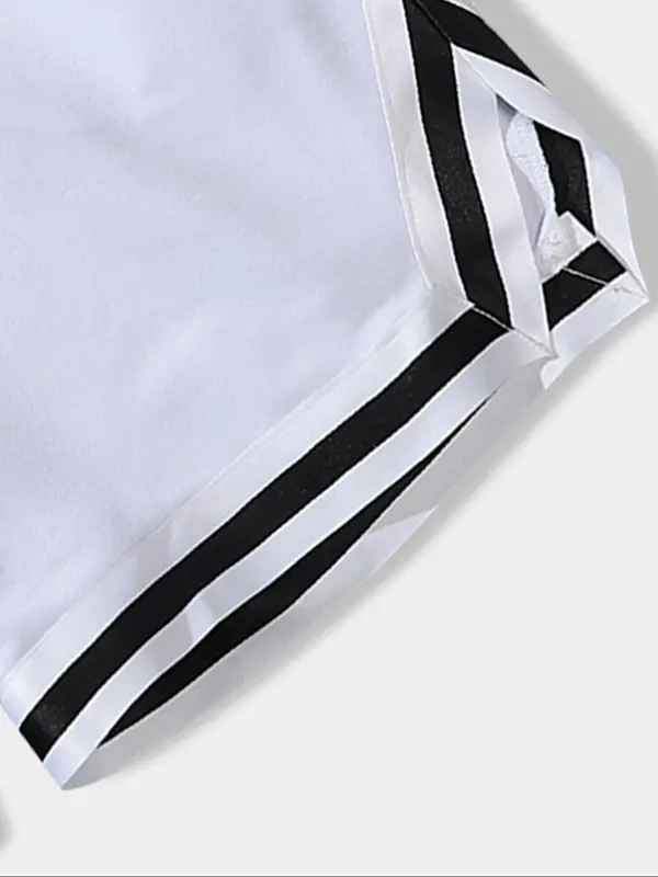 Men's Regular Fit Solid Color Striped Trim Shorts, Casual Comfy Breathable Shorts for Summer, Men's Bottoms for Daily Wear 8