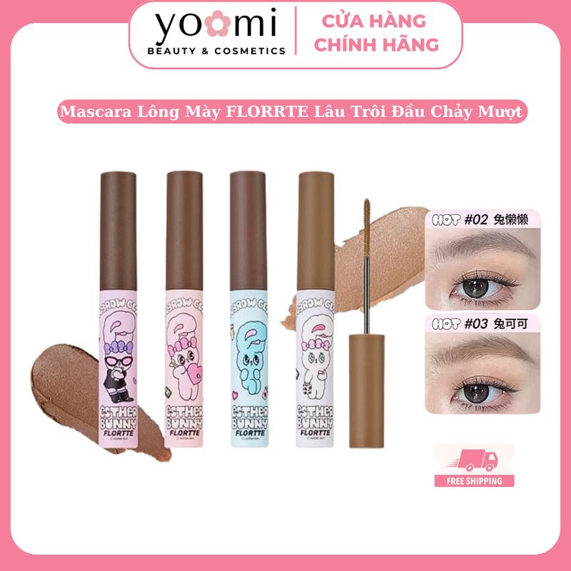 Mascara Lông Mày Flortte  Bunny Đổi Màu Không Vón Cục Lông Mày Màu Tự Nhiên Kháng Nước Độ Bền Cao Make up Tự nhiên Cosmetic Trang Điểm Mỹ Phẩm Nữ