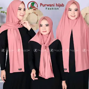 Pashmina oval Instan Jersey Pashmina Curve kekinian Hijab Muslim Cantik