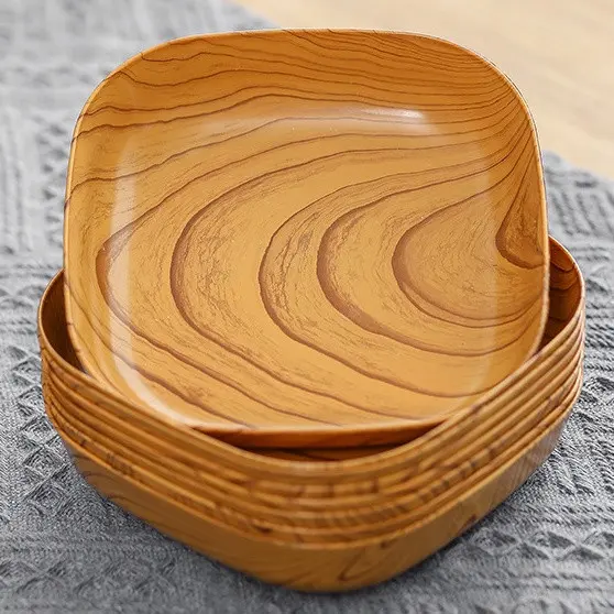 Đĩa Nhựa Giả Vân Gỗ Sang Trọng, Đĩa Đựng Đồ Ăn Nhẹ Hình Vân Gỗ 3