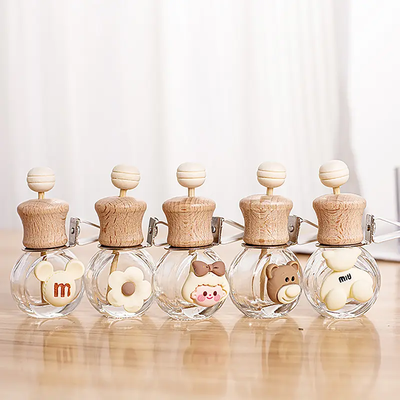 Chai Thủy Tinh Rỗng Đựng Nước Hoa Xe Hơi, Máy Làm Mát Không Khí Xe Hơi Dễ Thương, Kẹp Nước Hoa, Cửa Thoát Khí, Máy Khuếch Tán Tinh Dầu Thơm