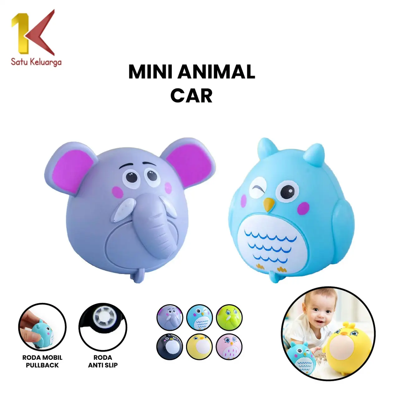 [COD] SK M317 Mainan Anak Mobil Mobilan Pullback Bentuk Binatang Mobil Mini Tarik Mundur Import