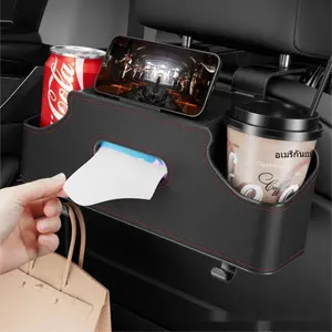Kotak tisu jok belakang mobil, tas gantung, kotak penyimpanan multifungsi, tempat cangkir di jok belakang mobil, tempat ponsel di mobil