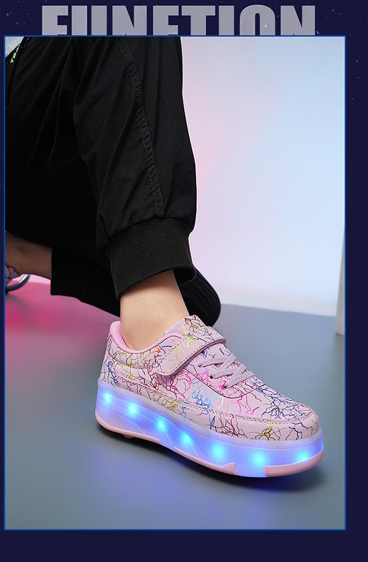Product Introduction of In Stock Children Heelys Detachable Skate Shoes Boys and Girls Roller Skates Children Heelys New Boys Walking Shoes Four-Wheel Girls Rollerskate Double Row Skates in Stock 4