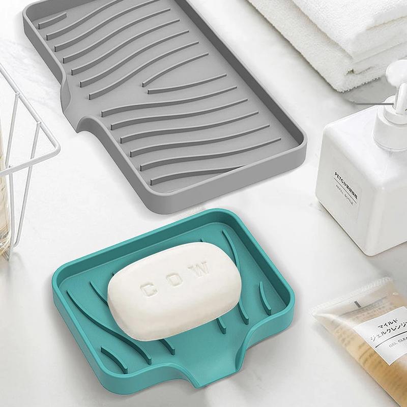 Product Introduction of Self Draining Soap Bar Holder Silicone Kitchen Sink Soap Dish Sponge Tray Counter Caddy Organizer for Dish Soap Dispenser 20