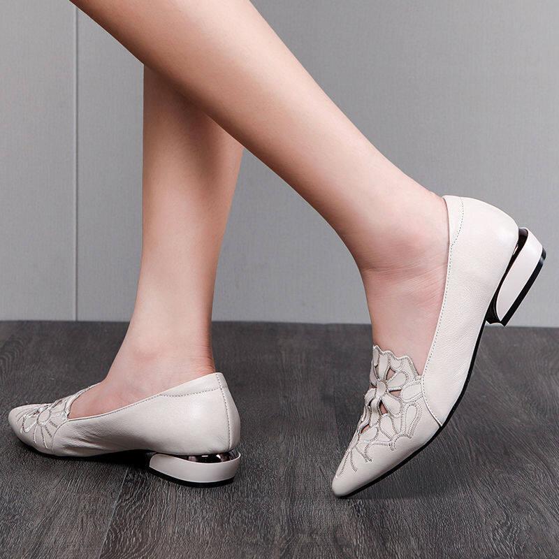 Giày Da Mềm, Dành Cho Nữ, Thêu khoét lỗ Giày Lười Đế Thấp, Thoáng Khí, Giày Công Sở Kinh Doanh Thích Hợp Cho Váy, Đối Tác, Lót, Thích Hợp Cho Các Bữa Tiệc Và Các Hoạt Động Ngoài Trời, Bề Mặt Mềm, Hàng Mới Về Mùa Hè 2023 Shoes 3
