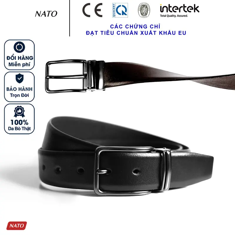 Thắt Lưng Nam MERCURY Khóa Lỗ Kim Da Bò Thật Cao Cấp Bền Đẹp Sang Trọng Công Sở Thời Trang Đi Làm Học Bản Nhỏ Sinh Viên NATO 0