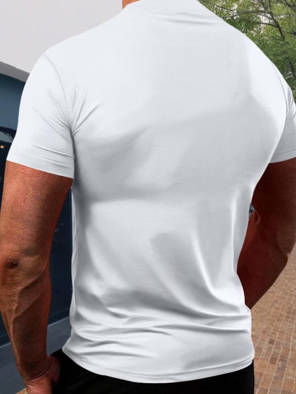 Men's Solid Round Neck Short Sleeve Tee, Regular Fit Casual Breathable Quick Drying Crew Neck T-Shirt for Summer, Fashion Men's Top for Daily Wear 7