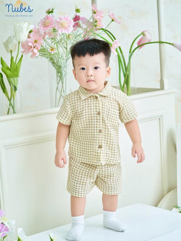 Bộ Pyjama Cộc Tay Bé Trai & Bé Gái Kẻ Caro Cổ Đức – Đồ Ngủ Hè Mát Mẻ [NUBES-CT01] 4