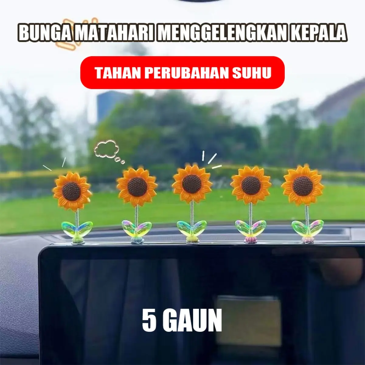 5 Ornamen Mobil Bunga Matahari dengan Kepala Bergoyang - Hiasan Mobil Ceria dan Menambah Vitalitas pada Interior Mobil Anda Car