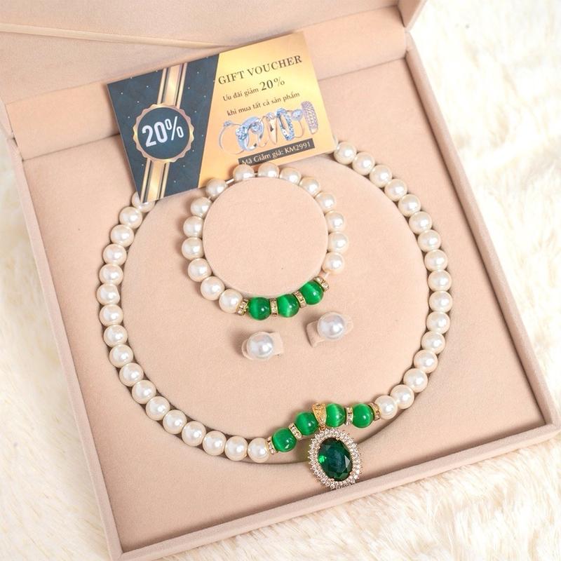 Bộ Sản Phẩm 3 Món Vòng Cổ - Vòng Tay - Bông Tai Ngọc Trai Tổng Hợp Phong Cách Sang Trọng Quý Phái