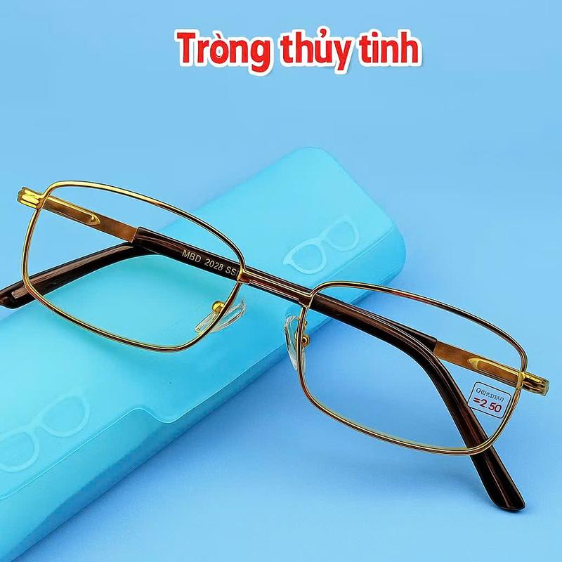  Kính Viễn Thị Người Già – Kính Lão Đọc Sách Tròng Thủy Tinh Gọng Thép Chống Gỉ 