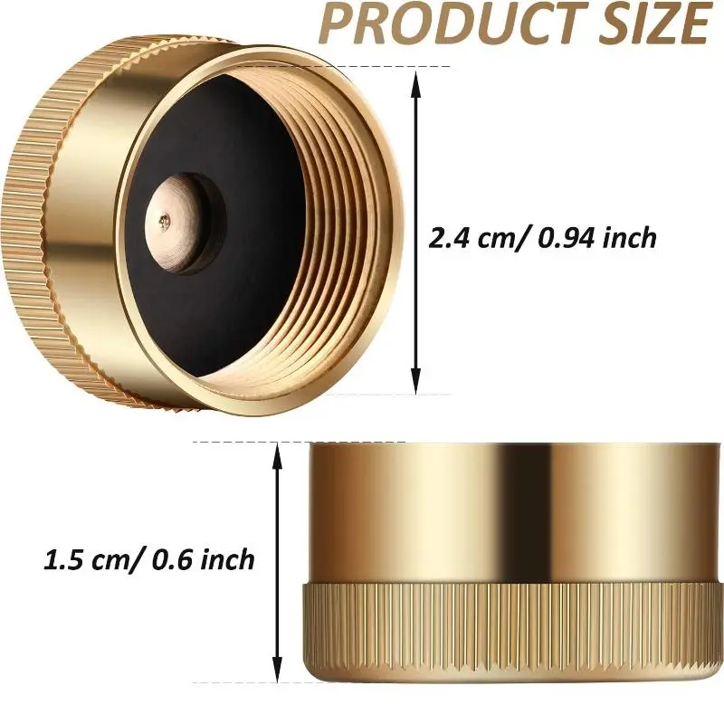 Solid Brass Refill Cap, 4 Counts Gas Tank Cylinder Sealed Cap, Protect Cap for Home Kitchen Outdoor Camping 3