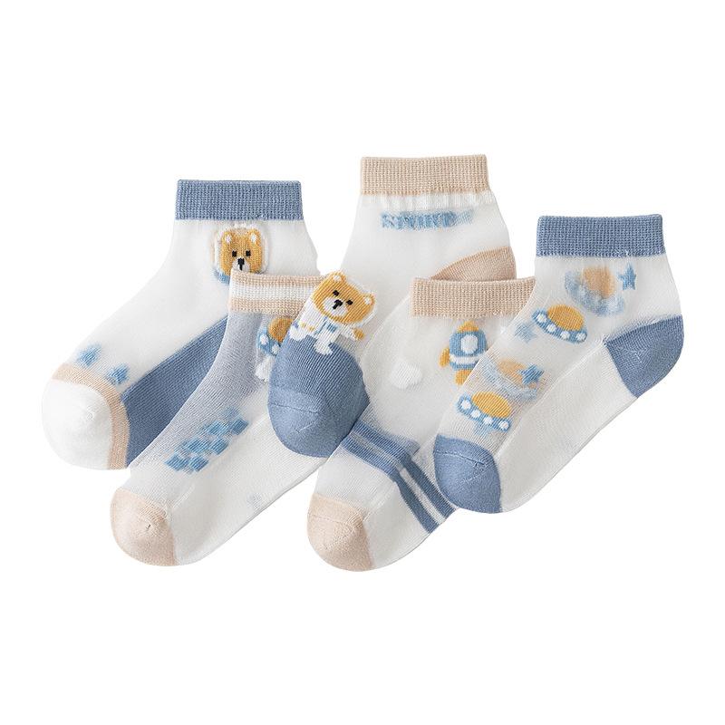 Children's Socks Spring Summer Ultra-thin Boys Trendy Cotton Socks Mesh Cartoon Cute Girls Ice Silk Breathable Boat Socks Wholesale 4