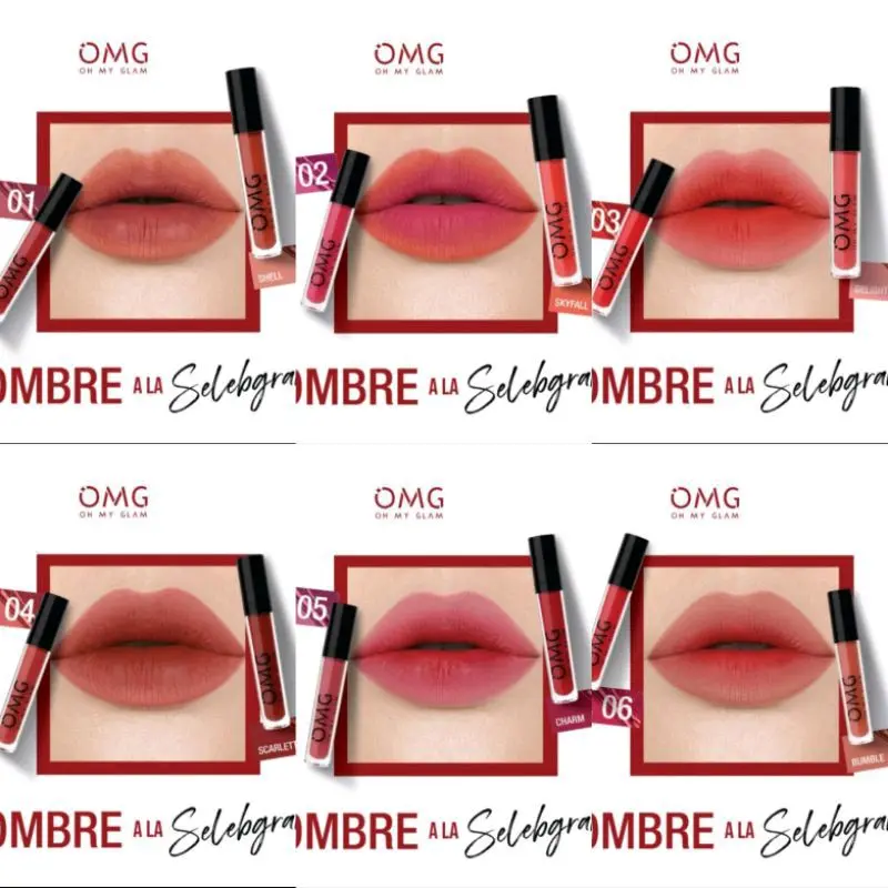 OMG Ombre ala Selebgram Combo 2pcs (OMG Oh My Glam Matte Kiss Lip Cream) 2