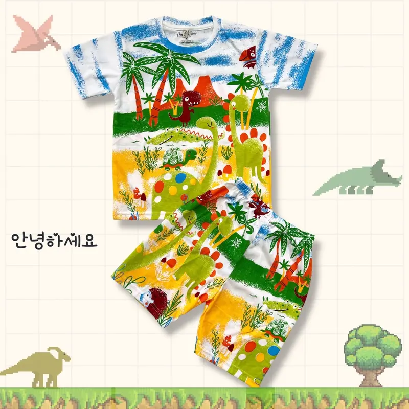 BIG SIZE BAJU ANAK FULPRINT SETELAN ANAK LAKI LAKI DINO ALAM 8