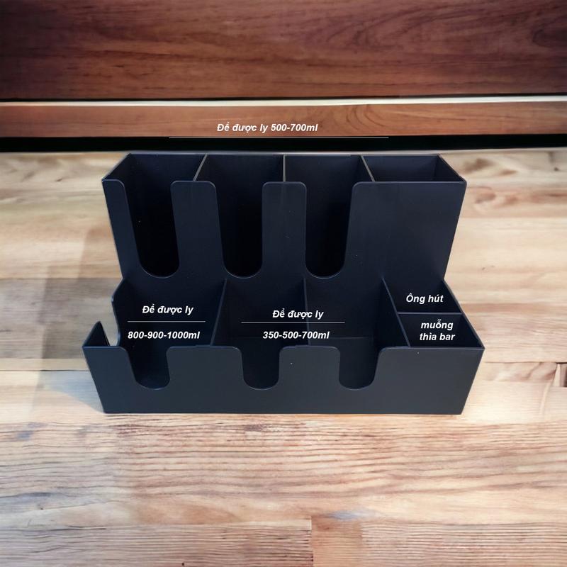 Kệ Đưng Cốc Trà Sữa, Kệ Đựng Ly 9 Ngăn 2 Tầng Bằng Nhựa, Có 1 Ngăn Đựng Được Ly Nước Mía
