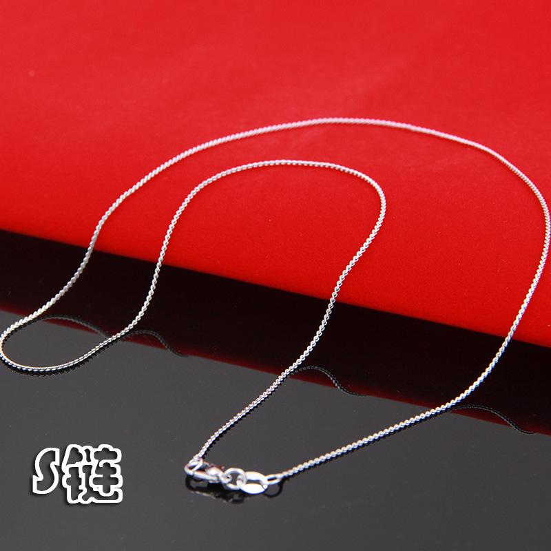 Product Introduction of 925 Silver Necklace Japanese and Korean Simple Women Clavicle Chain Pure Copper Silver Plated Choker Box Water Wave Pure Necklace Short Necklace 15