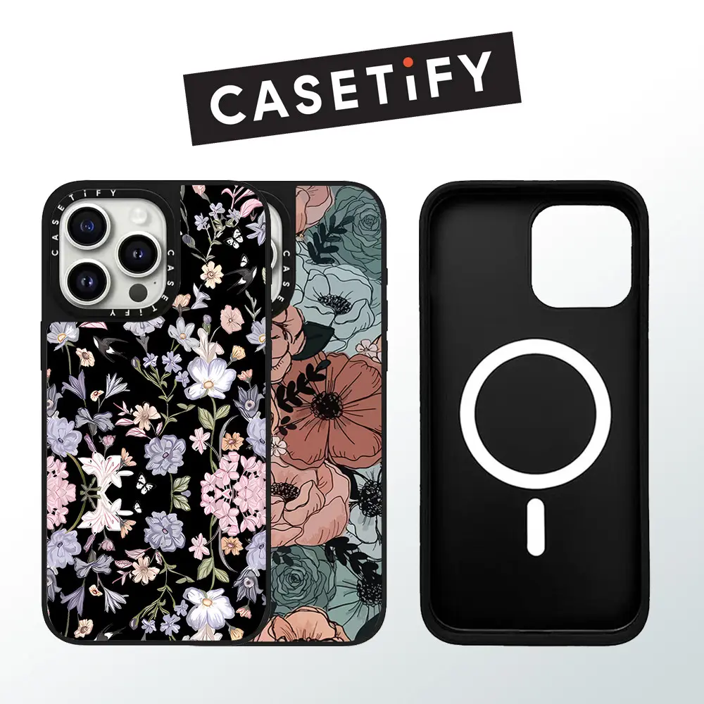 Sarung Telefon Magnetik, Kalis Jatuh, CASETIFY, untuk iPhone 16promax, 16pro, 16, 15Pro, 15promax, 14promax, 13, 13pro, Reka Bentuk Bunga Retro, Sarung Keras, dengan Cetakan Sisi, Kualiti Tinggi, Sesuai untuk iPhone 11, 11promax, iPhone 12, 12promax