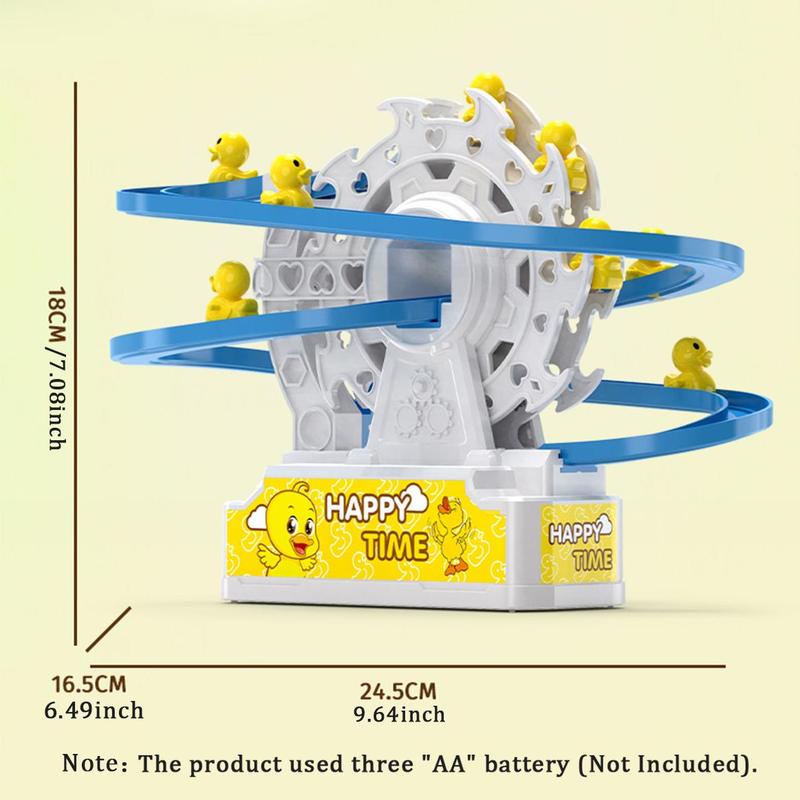 Electric Slide Track Toy, 1 Box Ferris Wheel Electric Ladder Track Toy with Light & Music, Duck Automatic Queue Crawling Slide Track Toys for Gifts 2