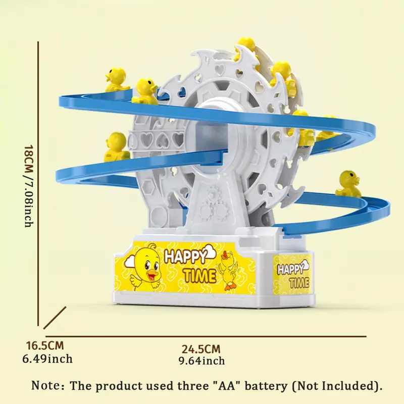Electric Slide Track Toy, 1 Box Ferris Wheel Electric Ladder Track Toy with Light & Music, Duck Automatic Queue Crawling Slide Track Toys for Gifts 1