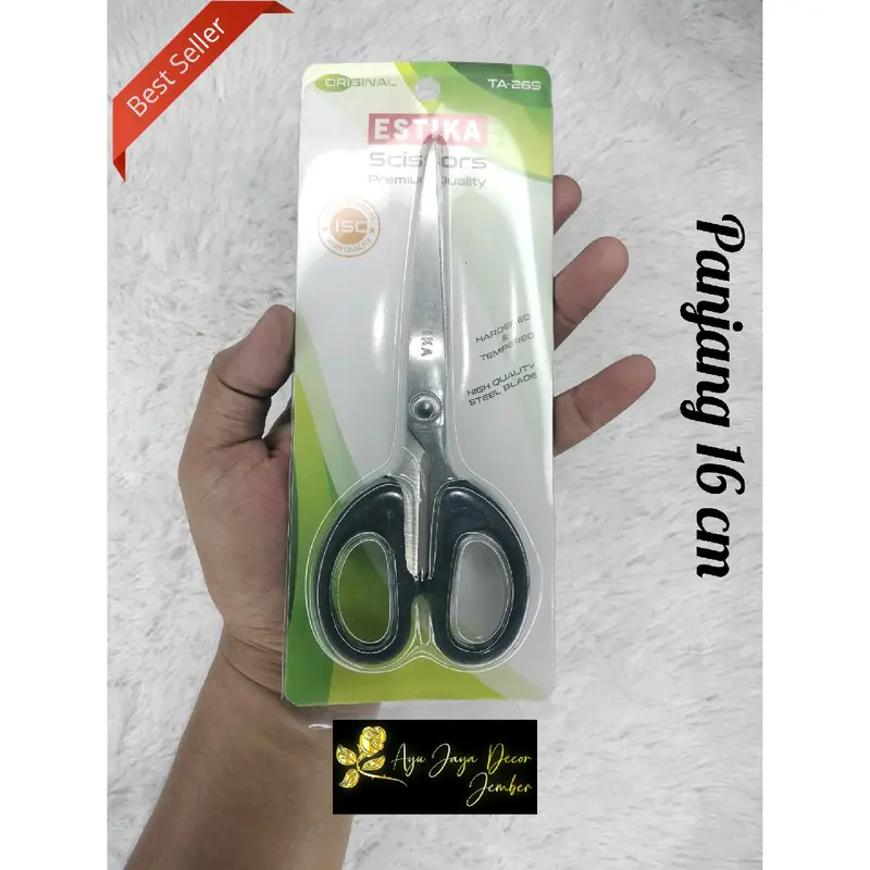 GUNTING STAINLESS STEEL MEREK ESTIKA/GUNTING KERTAS/GUNTING DAPUR PANJANG 12CM,16CM DAN 20 CM 2