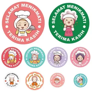 BISA COD 6593 500 Pcs Stiker Selamat Menikmati / Sticker Bulat Roll Unik / Stiker Roll Catering Motif Beragam