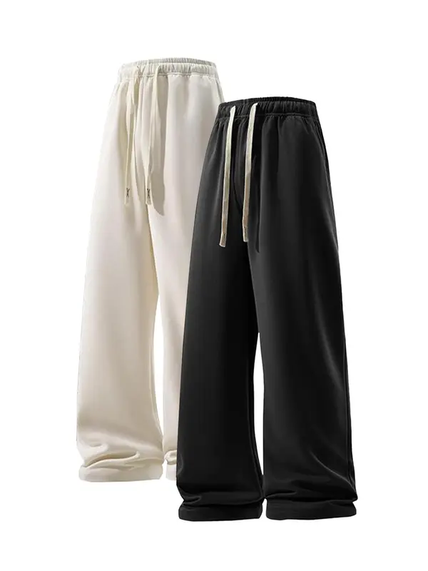 Men's Solid Color Pants, Casual Comfy Loose Trousers for Spring & Fall, Men's Bottoms for Daily Wear 0
