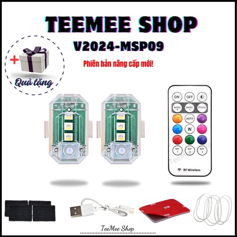 Đèn LED cảnh báo gắn xe 8 màu sắc nhiều chế độ nháy pin trâu chống nước có điều khiển từ xa phiên bản nâng cấp mới
