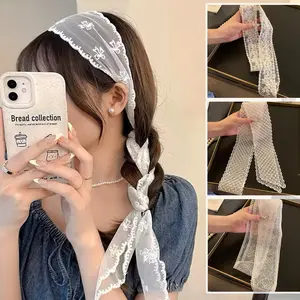 Syal Renda Sulam Panjang Untuk Rambut Leher Dan Dekorasi Gaya Korea Manis