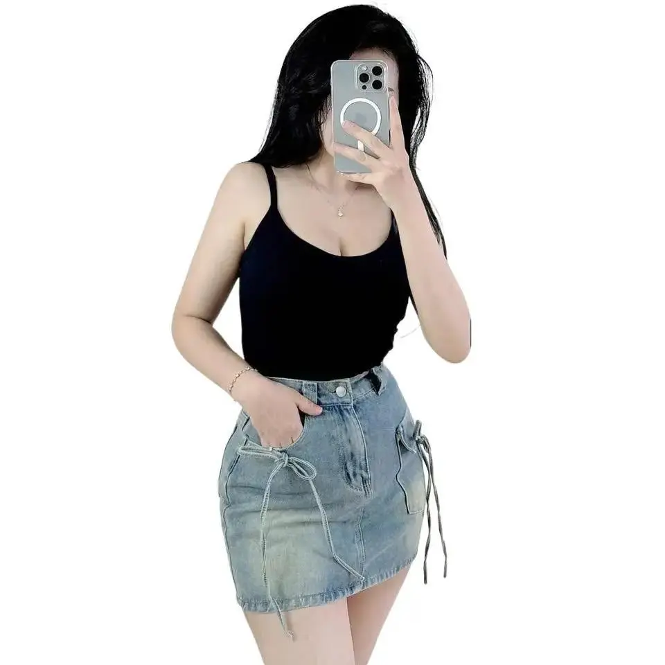 Chân váy jeans ngắn có quần bảo hộ thời trang nữ Hottrend ms -165  Voi Women Voan cúc thanh lịch