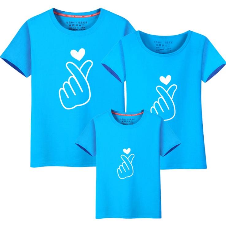 Heart 9 Colors Cotton Family Matching Outfits Tshirt Women Blouse T Shirt Couple Set Wear Men Tee 4