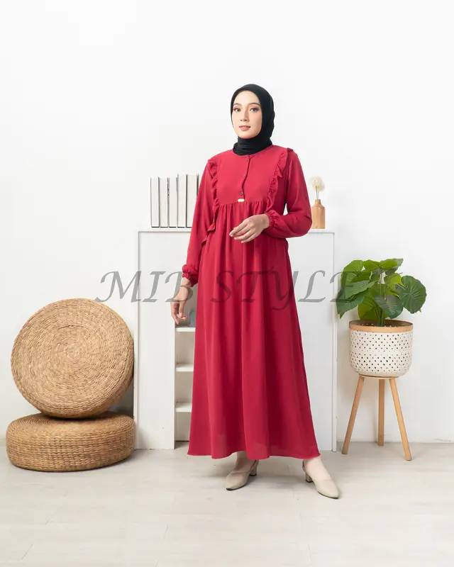 MIB Style - Alzena Dress Crinkle Airflow - Gamis Polos Busui Friendly Kancing Aktif Tali Nyaman • simpel 5