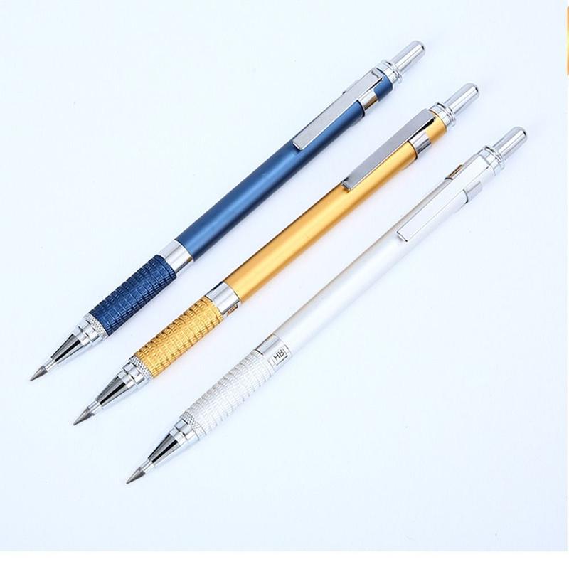 Bút chì Cơ kim loại, thiết kế đơn giản, trọng lực thấp, 2,0MM, bút chì đẩy, bút chì di chuyển, thích hợp cho đồ dùng văn phòng và trường học 6