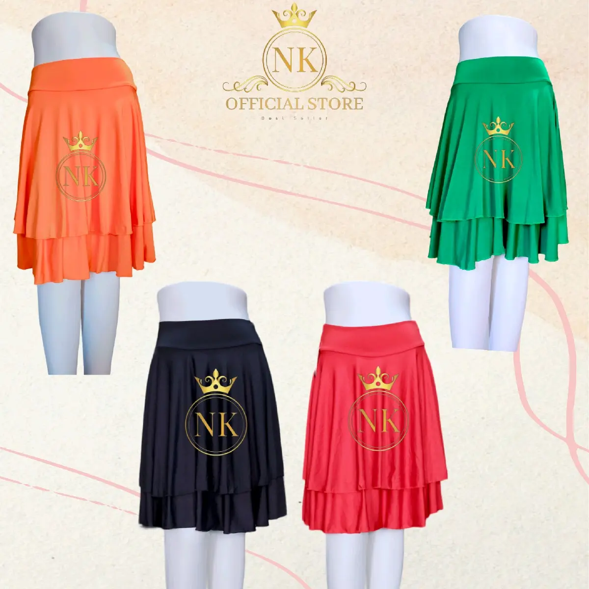 Rok Susun 2 Layer Panjang - Jersey Premium - Line Dance Belly Dance, Senam Zumba, Sepeda.