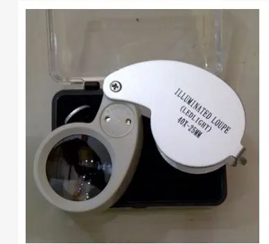 Loupe 40X Zoom LED Light Kaca Pembesar Magnifier Mikroskop Microscope 40 x Batu Akik Cincin Berlian