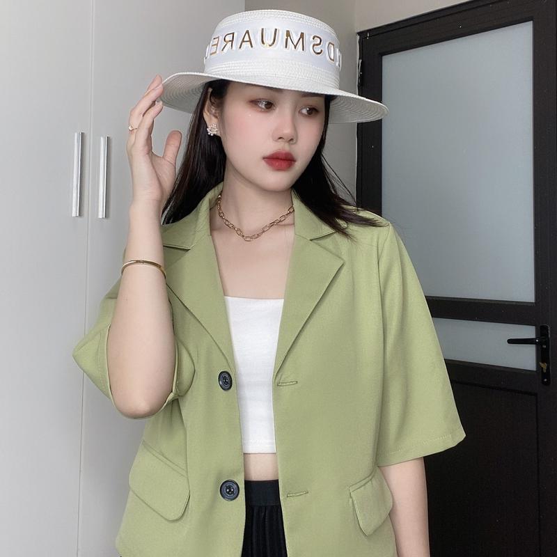 Áo Blazer Lửng Ngắn Tay 1 Lớp, áo vest ngắn tay Top Nữ 1