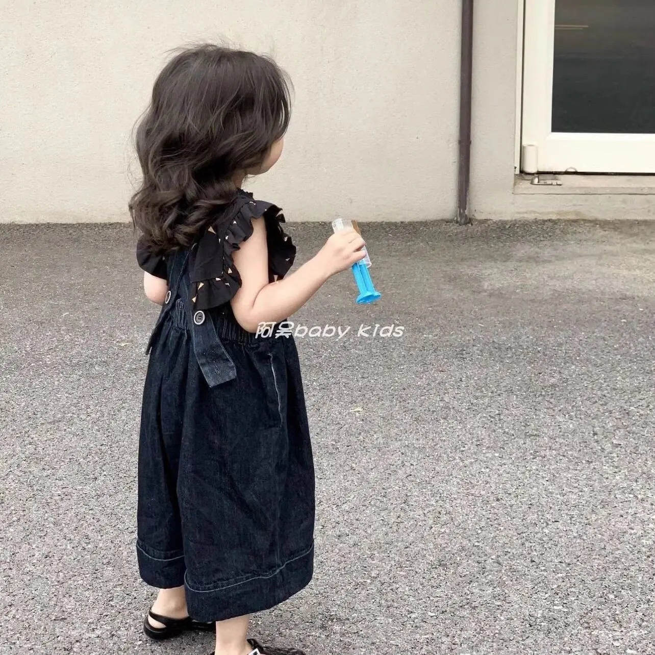 Áo Mặc Bên Ngoài Phong Cách Hàn Quốc, Quần Yếm Denim Ống Rộng, Cho Bé Gái Mùa Hè 2024, Bộ Đồ Áo Tay Bay Siêu Dễ Thương Cho Bé