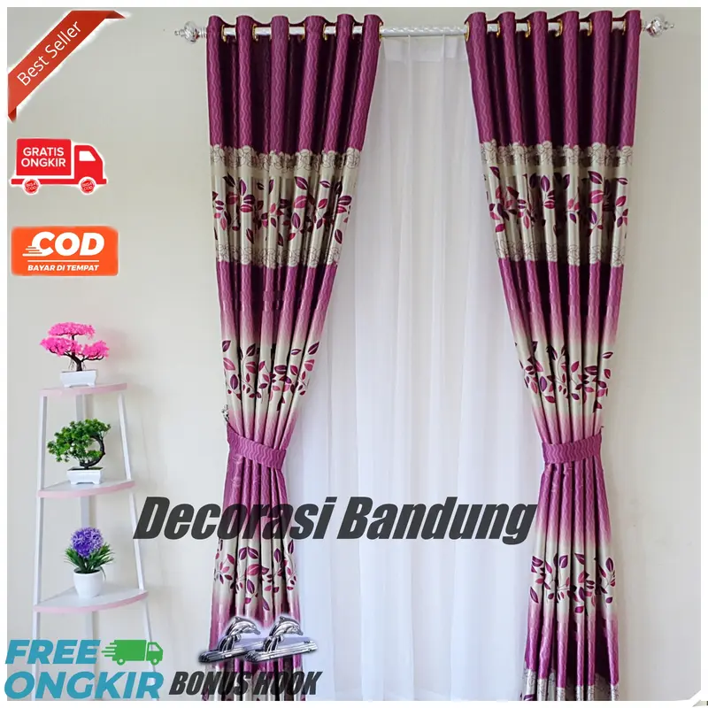 Gorden Pintu Kamar Tidur Aesthetic Blackout Import Printing Hijau Model Smokring 6
