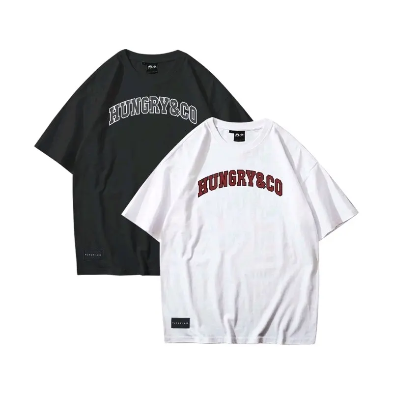 Kaos Distro cotton combat cowok keren 30s HUngry&c0 Katun Santai Hitam Putih Kain Nyaman