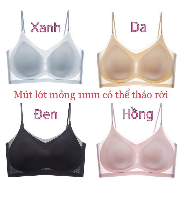 Áo Ngực Bra Su Nữ Thông Hơi Tàng Hình Mút 1mm Mỏng Mát Không Nâng Đen