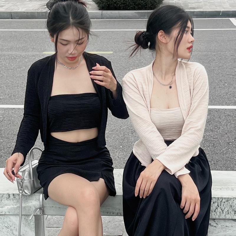  Set cardigan kèm quây chất xốp nhăn 5 màu peonyb - Áo thun kiểu 2s bánh bèo tiểu thư hotgirl cá tính hàn quốc nữ đẹp 